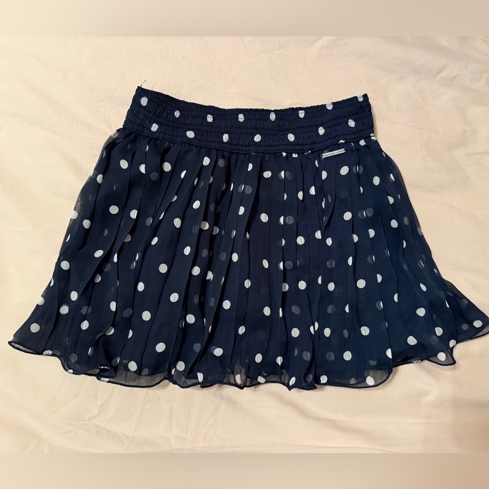 Abercrombie & Fitch Navy Skater Skirt with White Dots